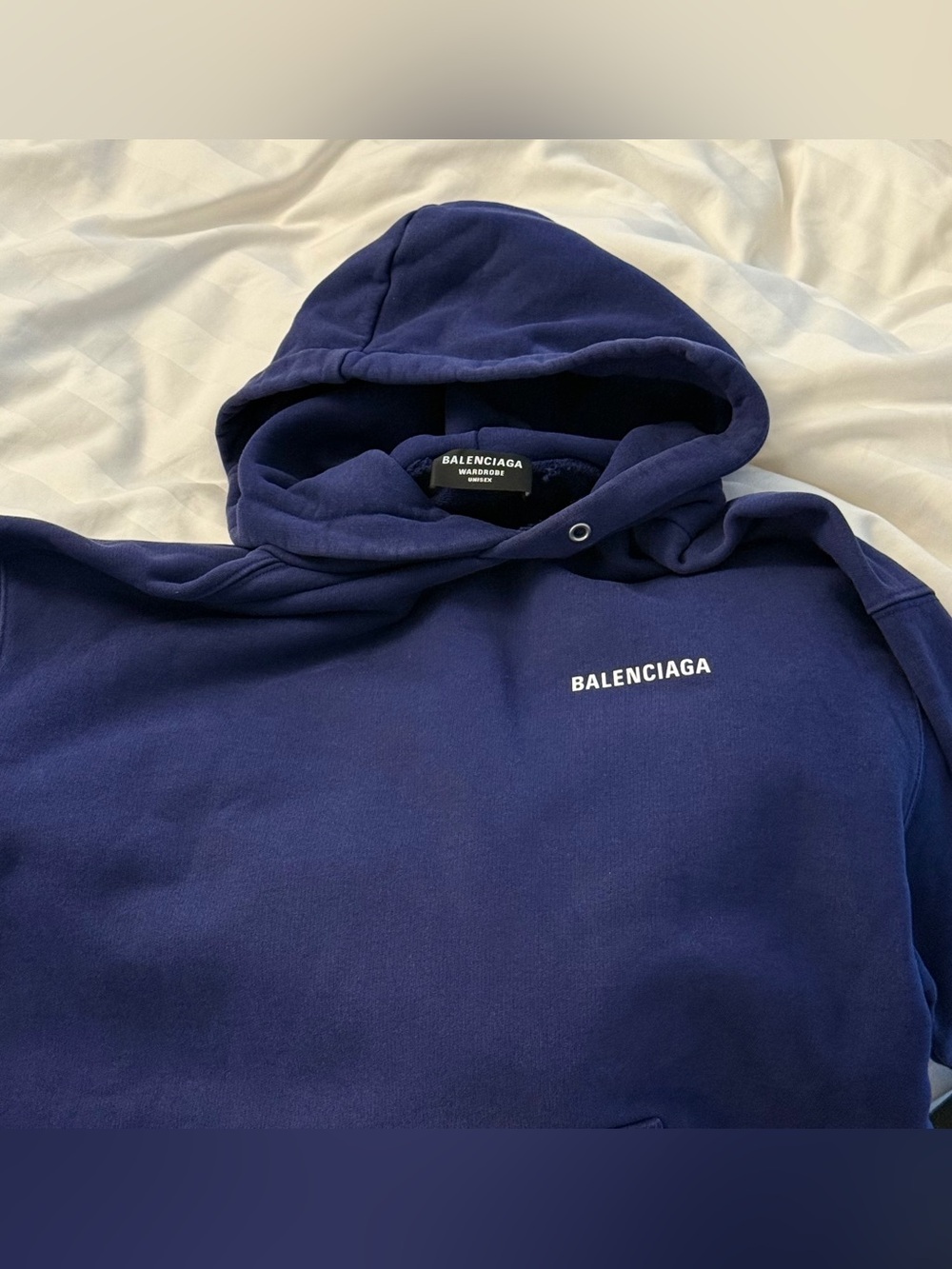 BALENCIAGA Plain Small Logo Hoodie Faded Blue-Purple (Unisex - Sz S)